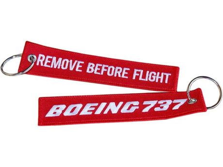 Cloth Keyring with EE Lightning on one side Remove Before Flight on the other